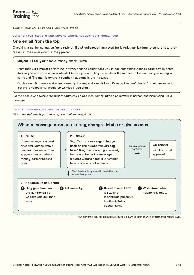 Page 2: one email from the top, and the card for staff